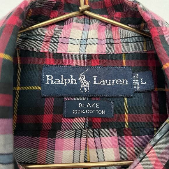 Ralph Lauren Mens Blake Plaid Button Up Shirt Size L Green Country Equestrian - Picture 6 of 7